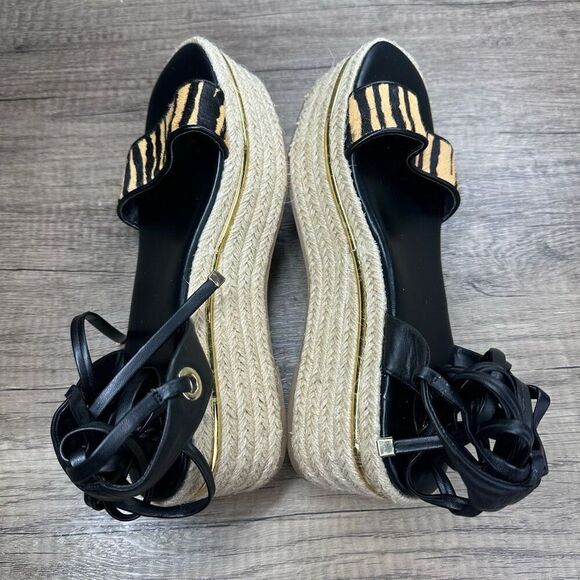 Bleecker Bond~Women’s~”Odette” Tiger Calf Hair Wedge Espadrille Sandals~Size 8.5 - Picture 6 of 8